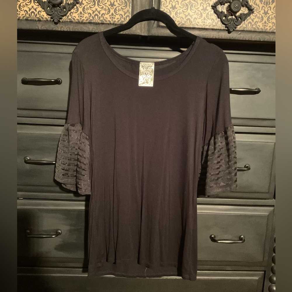 Vocal Black  Blouse Short Sleeve